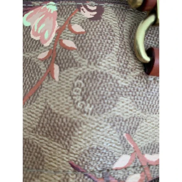 Coach Prairie Floral Signature Satchel / Tan Rust Leather Crossbody Bag NWOT - Picture 9 of 16